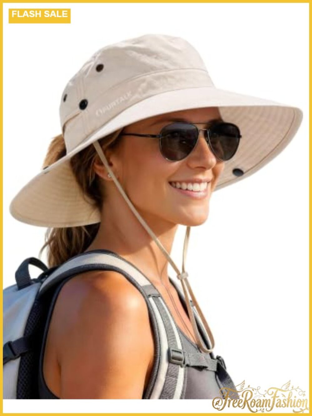 FURTALK Womens Wide Brim Sun Hat Ponytail Hole UPF Nylon Bucket Hat Outdoor